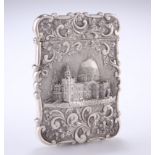 A VICTORIAN SILVER CASTLE-TOP CARD CASE DEPICTING ST PAUL'S CATHEDRAL, by Nathaniel Mills,