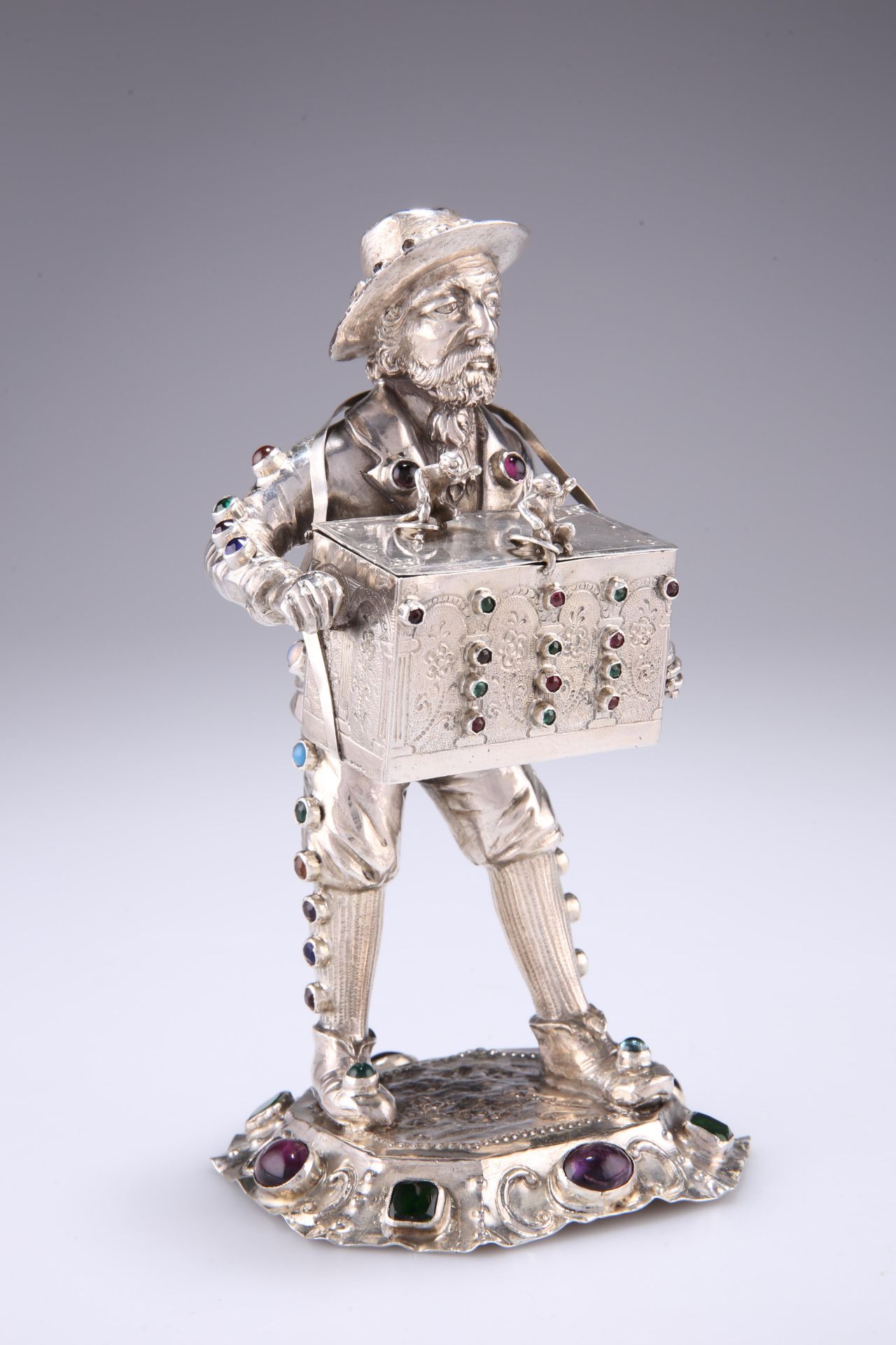 A VICTORIAN SILVER STREET MUSICIAN, by Singleton, Benda & Co Ltd, London 1900, modelled