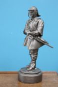 A BRONZED SCULPTURE OF A MILITARY FIGURE, signed 'Elton' and dated 1990. 29cm high