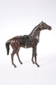 A LEATHER COVERED MODEL OF A HORSE