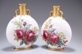 A NEAR PAIR OF 19TH CENTURY IRISH MOON FLASKS, by Herbert Cooper, Molesworth Street, Dublin, each