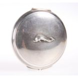 GEORG JENSEN, A SILVER POWDER COMPACT, embellished with a dolphin on the lid, with mirror and pink