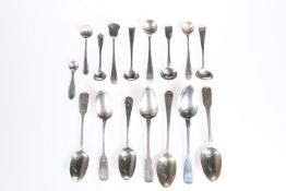 SEVEN ASSORTED GEORGIAN AND VICTORIAN SILVER TEASPOONS, of typical form, 14cm longest; sold together