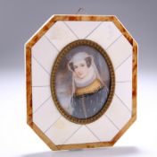 AN EARLY 20TH CENTURY PORTRAIT MINIATURE OF MARY STEWART, oval, watercolour on ivory, in an