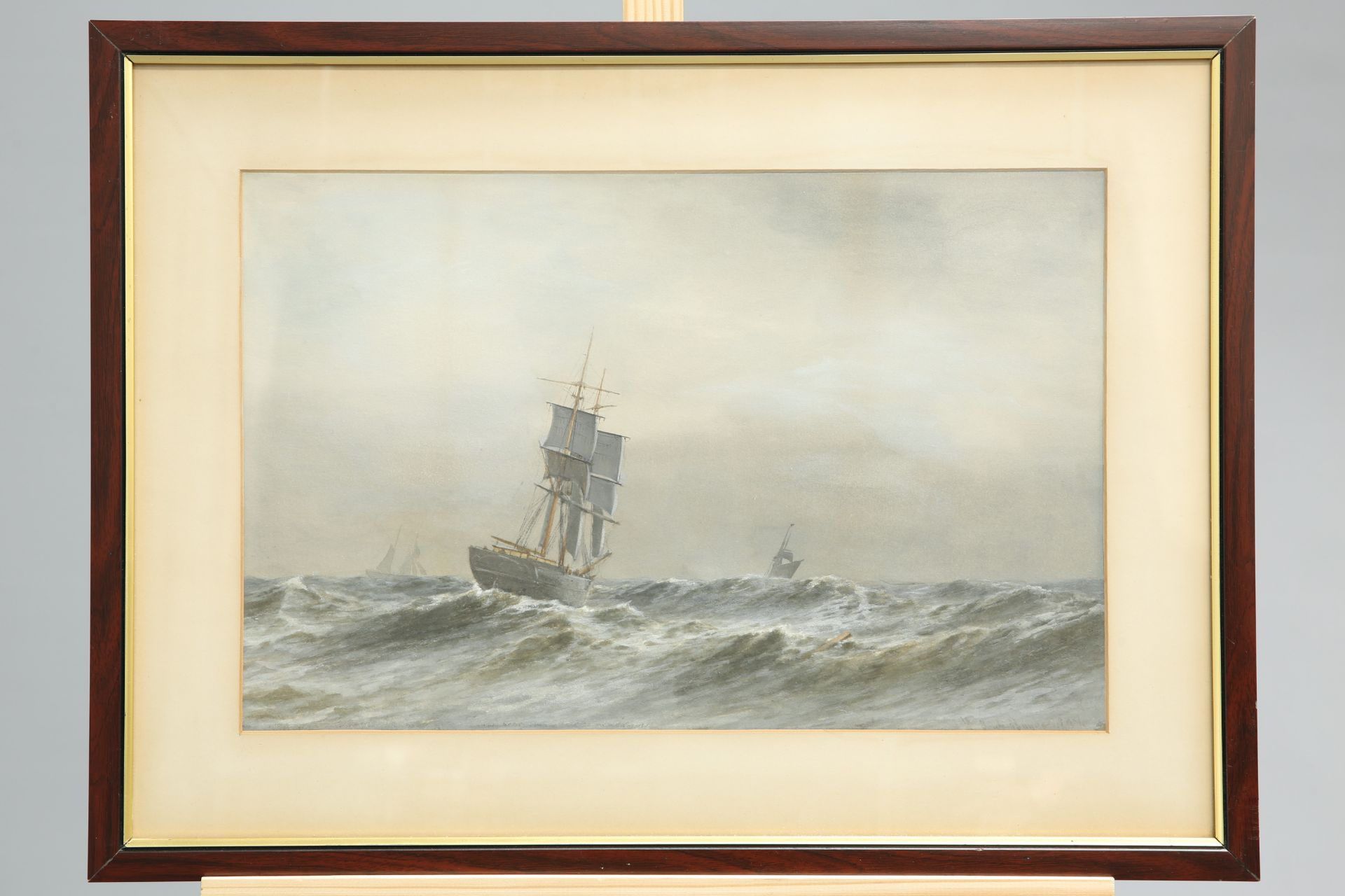 WILLIAM THOMAS NICHOLS-BOYCE (1857-1911), THREE SHIPS AT SEA, signed lower right, watercolour,