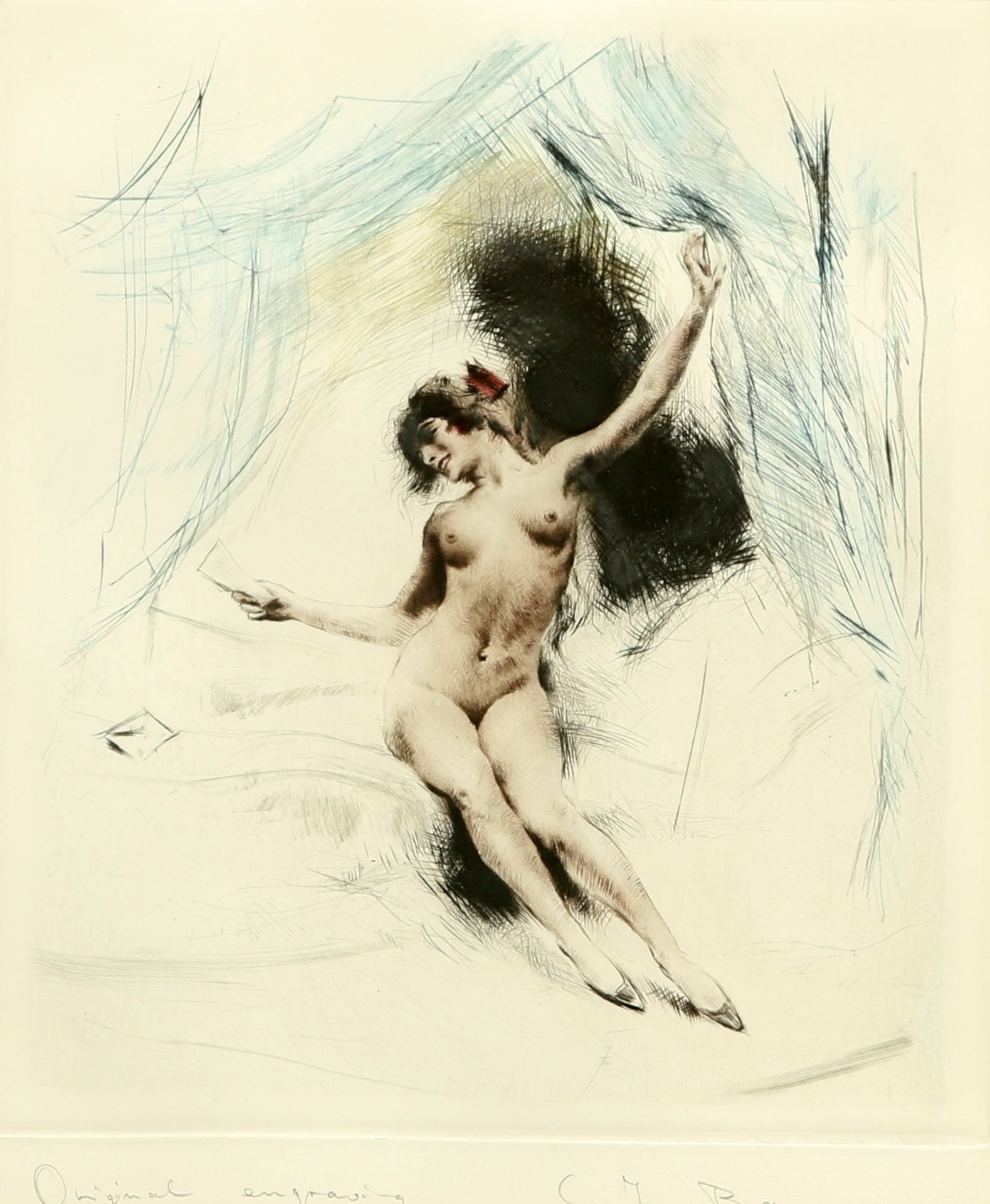 CARL JOSEPH BAUER (1897-1989), FEMALE NUDE, signed in pencil in the margin, original etching,