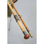 FISHING: A HARDY'S SPLIT CANE 'THE COQUET' GAME ROD, two pieces, with reel spanner. 8' 6",