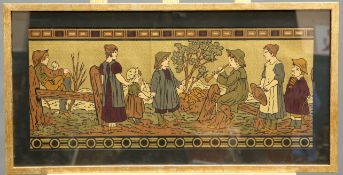 A PAIR OF ARTS AND CRAFTS WALLPAPER FRIEZES, IN THE MANNER OF WALTER CRANE, LATE 19TH/EARLY 20TH