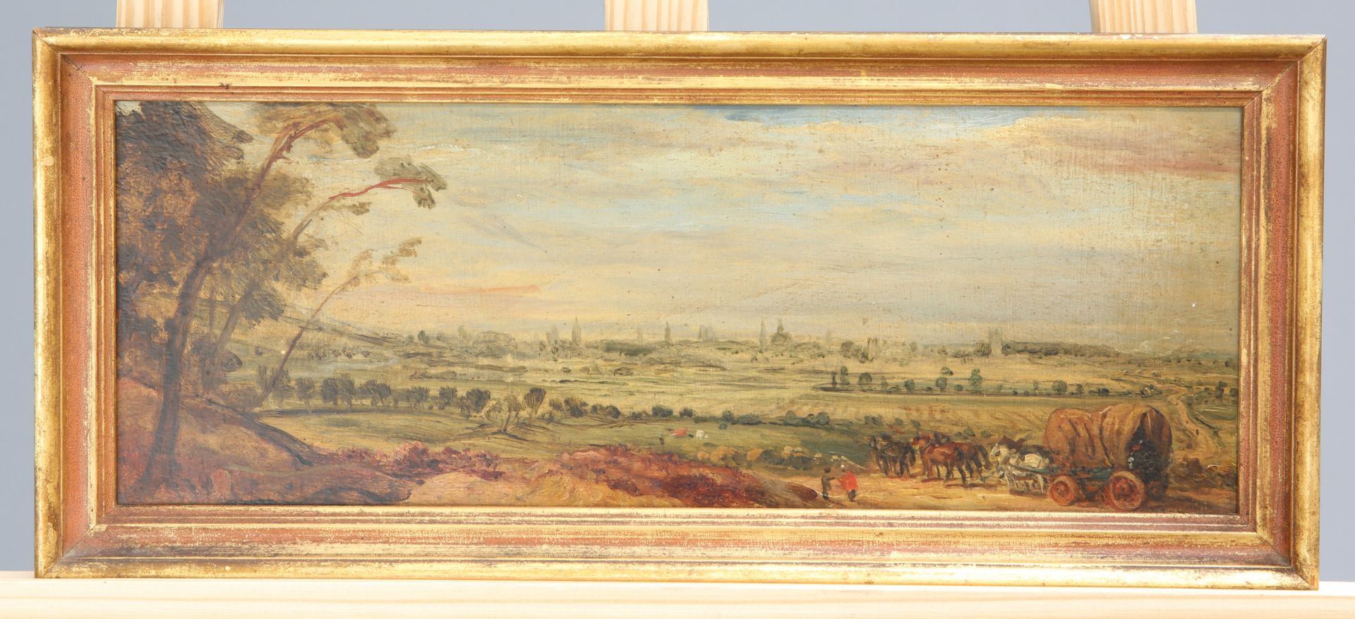 ENGLISH SCHOOL (19TH CENTURY), LANDSCAPES, POSSIBLY OXFORD, TWO, oils on board, each stamped into - Bild 3 aus 6