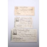 THREE 19TH CENTURY BANK NOTES, the first Kingsbridge Bank, Five Pounds, Nov 21st 1818, no. 517 for