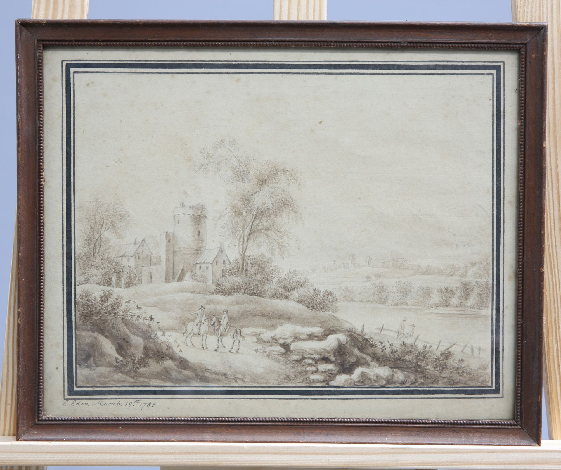 ~ E*** EDEN, FIGURES IN A LANDSCAPE, A PAIR, each signed and dated 1785, watercolours, framed. 24.