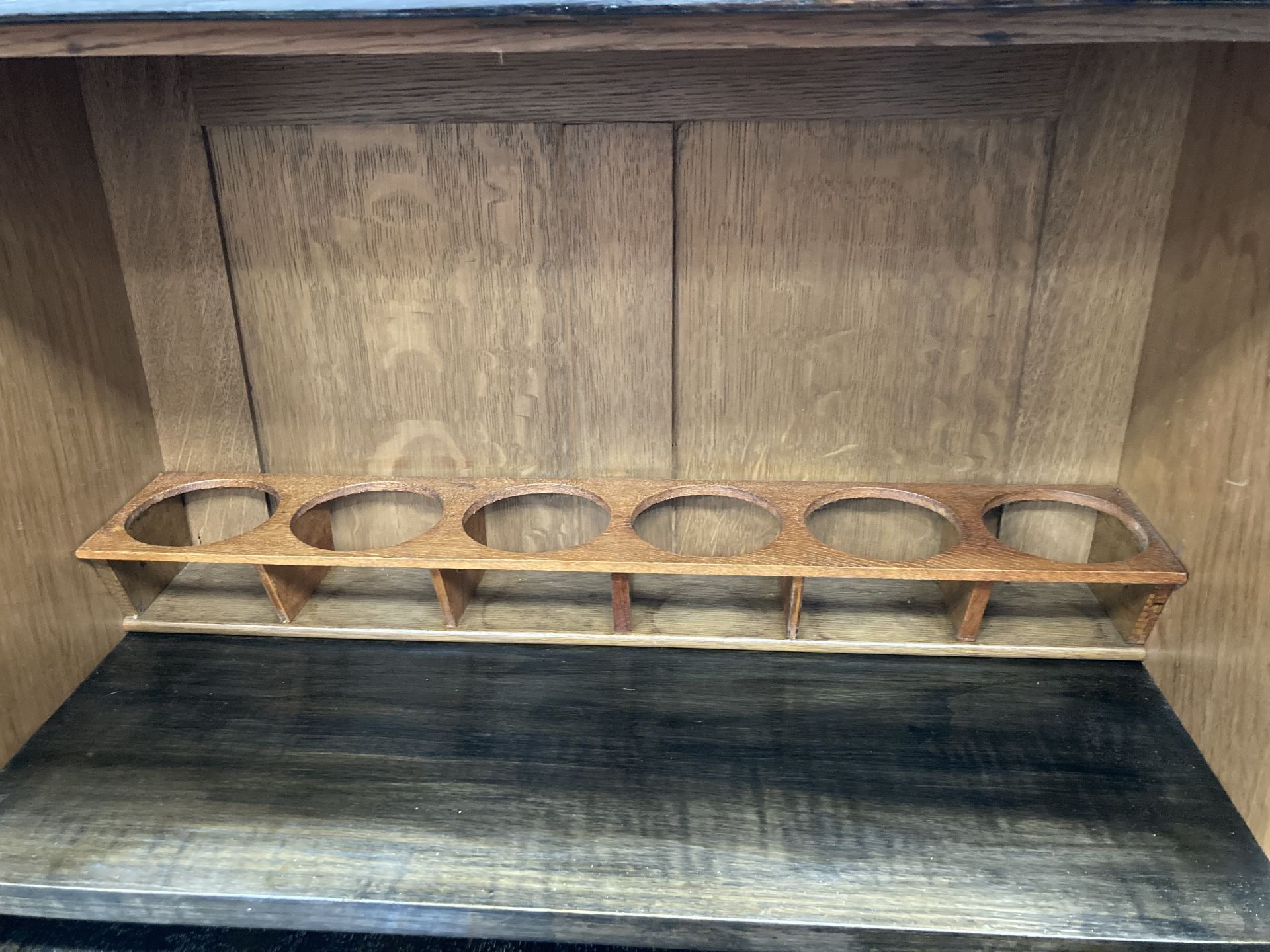 ATTRIBUTED TO LEONARD WYBURD (1865-1958) FOR LIBERTY & CO A GLASGOW STYLE EBONISED OAK BUREAU, CIRCA - Bild 3 aus 6