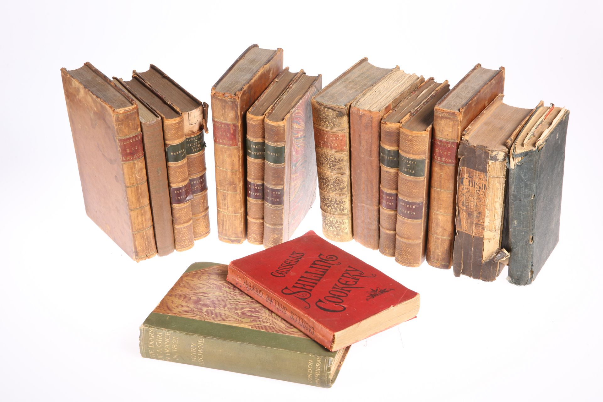 A COLLECTION OF BOOKS, including Bulwer-Lytton, 6 vols; Roger's Sermons, vols. 2-4; Macaulay's