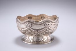 A VICTORIAN SILVER BOWL, by Richard Martin and Ebenezer Hall, London 1883, the lobed bowl embossed