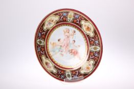 A VIENNA STYLE CABINET PLATE, CIRCA 1900, printed with Classical figures after Carl Larsen, the