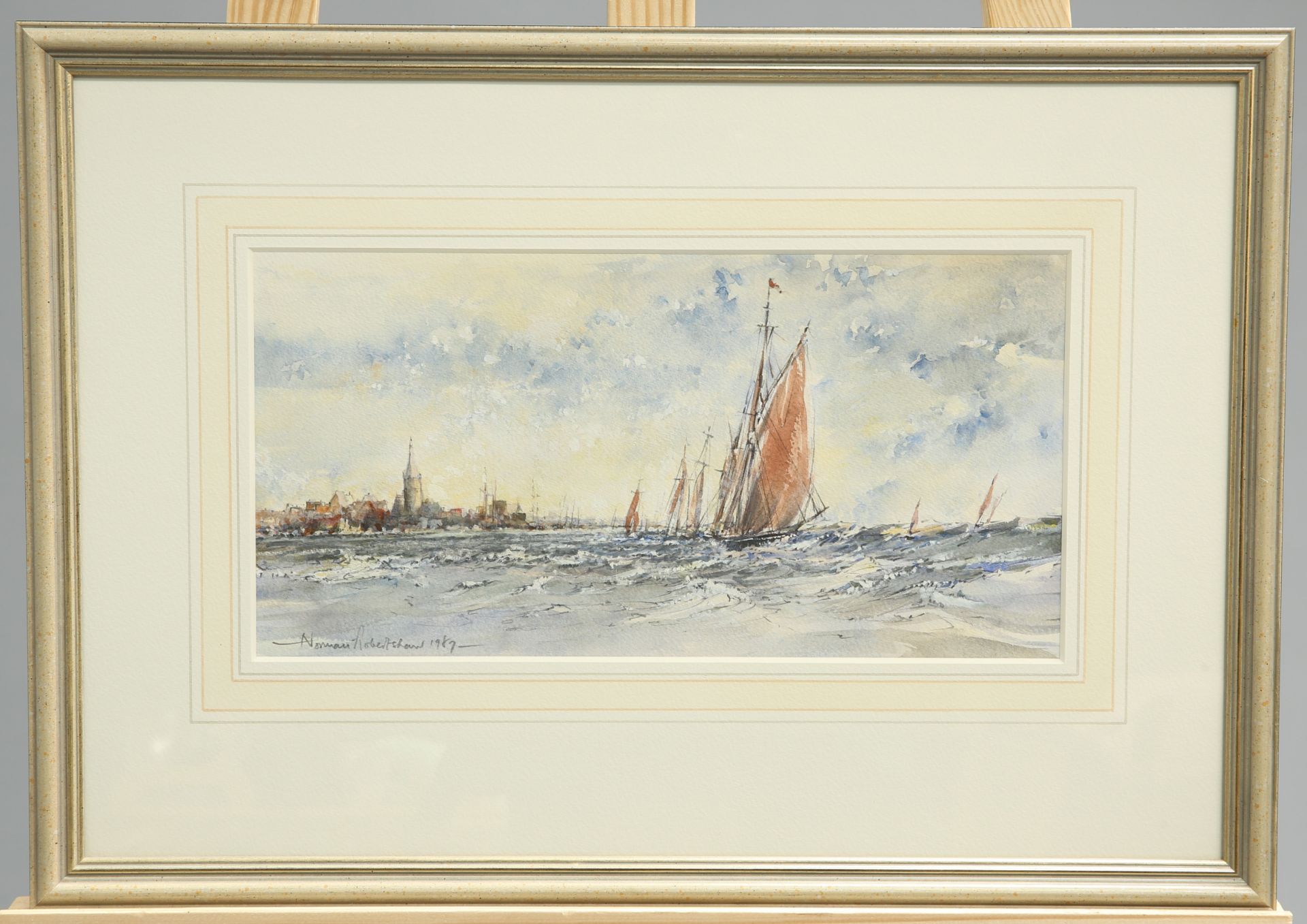 NORMAN ROBERTSHAW (20TH CENTURY), SAILING SHIPS, signed and dated 1987 lower left, watercolour,