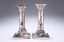 A PAIR OF VICTORIAN SILVER CANDLESTICKS, by Hawksworth, Eyre & Co Ltd, Sheffield 1898 and 1899, in
