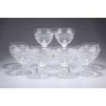 A SET OF EIGHT EDINBURGH CRYSTAL CUT-GLASS WINES, each with knopped stem. 13cm high