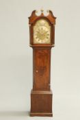 A GEORGE III OAK EIGHT-DAY LONGCASE CLOCK, the 12-inch brass break-arch dial signed in the arch '