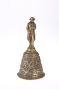 A GILT-BRASS COMMEMORATIVE DESK BELL, "L'EMPEREUR A BATAILLE DE WAGRAM"