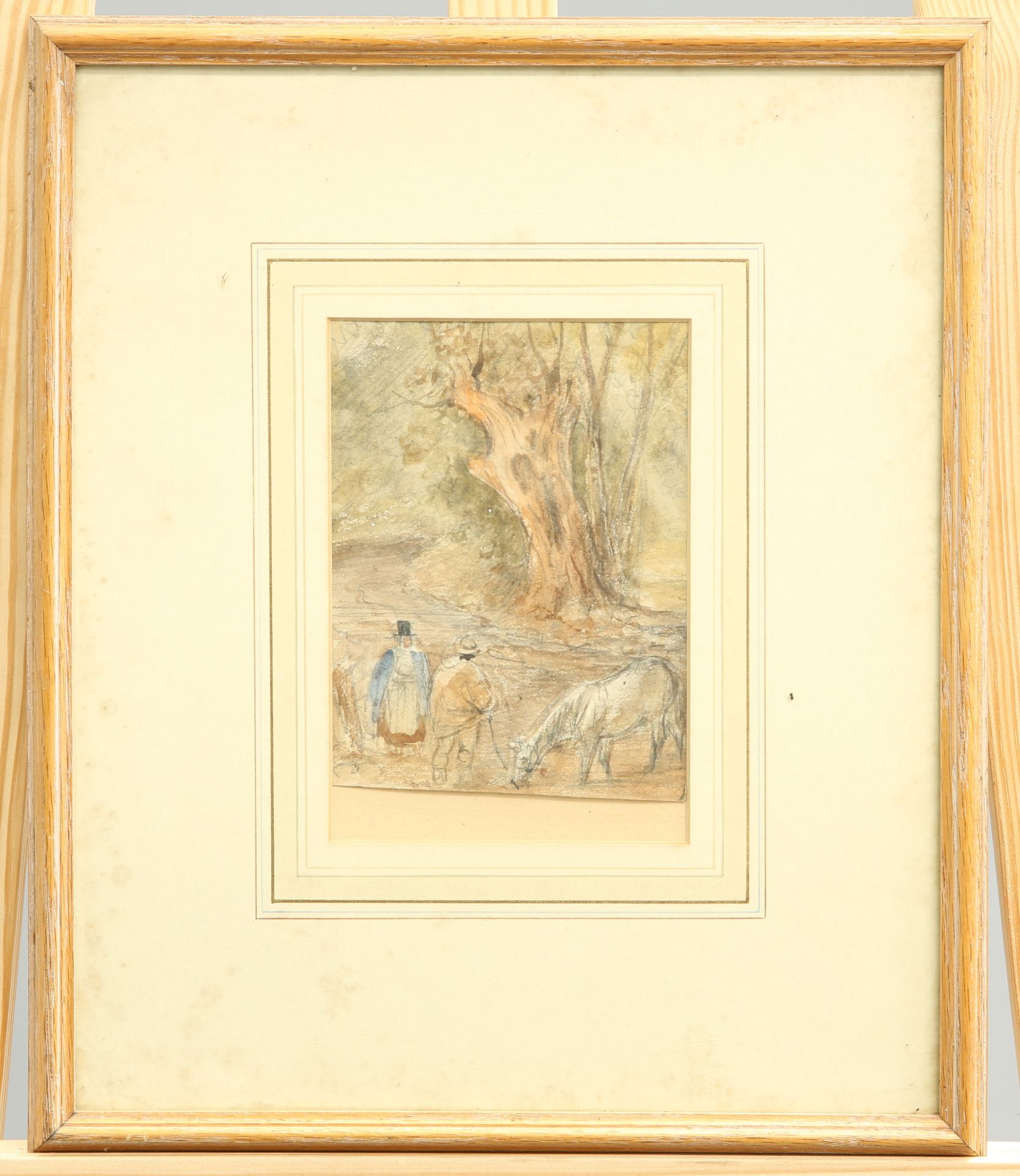 ~ ENGLISH SCHOOL, THE WELL DIGGER, dated Sept. 18. 1804 lower left, watercolour, framed, 25cm by - Image 2 of 2