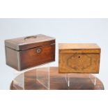 A GEORGE III CROSSBANDED MAHOGANY TEA CADDY