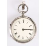 A SILVER-PLATED PEDOMETER, CIRCA 1890, the white enamel dial with Roman numerals, glazed back,