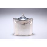 A GEORGE V SILVER TEA CADDY, by William Aitken, Birmingham 1915, oval form with concave hinged