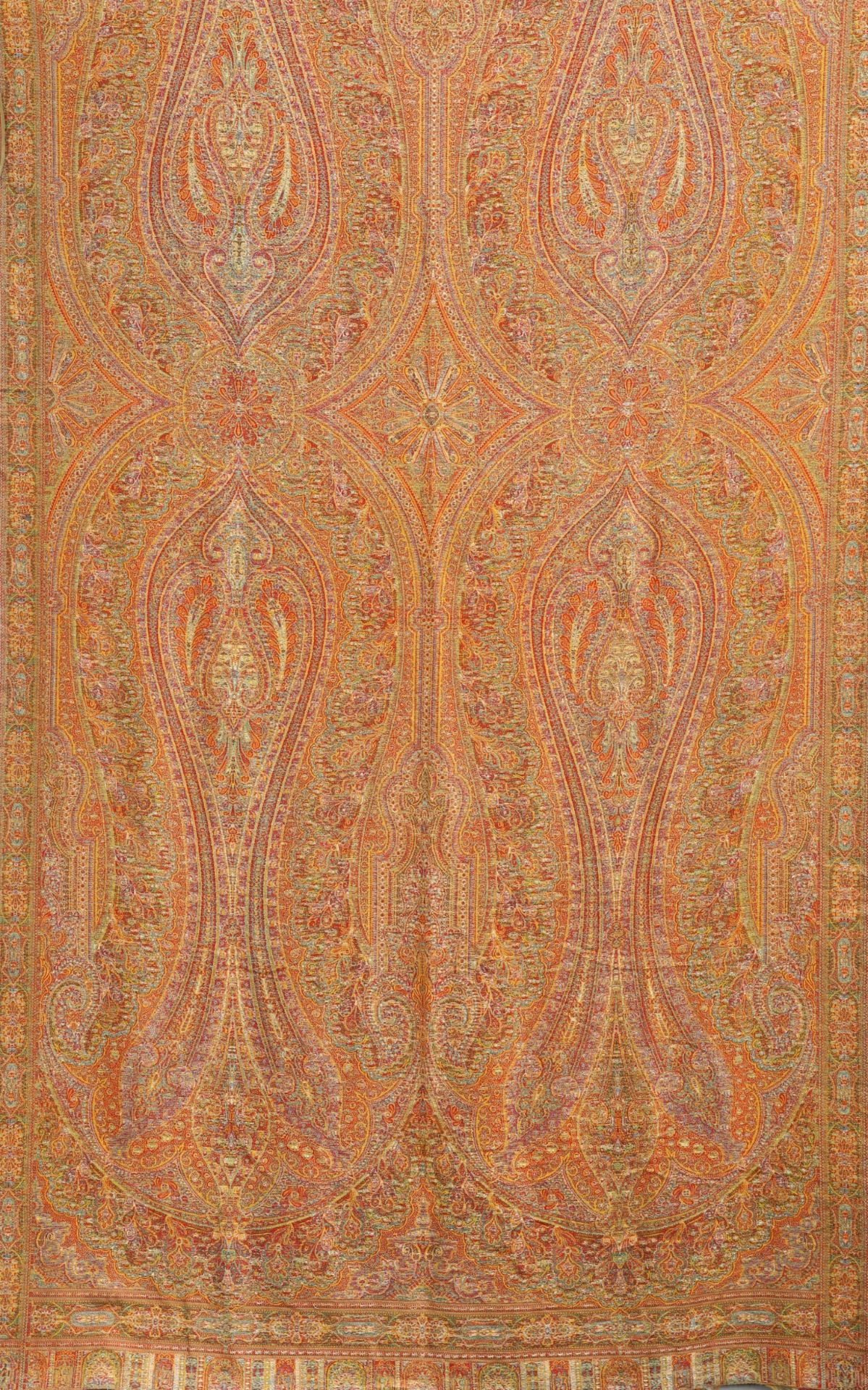 A VICTORIAN PAISLEY SHAWL, CIRCA 1860. 160cm by 326cmThe absence of a Condition Report does not