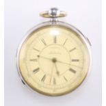 A SILVER CHRONOGRAPH POCKET WATCH, the white enamel dial signed 'LIVERPOOL S.D & CO /