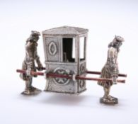 A MALTESE SILVER MODEL OF A SEDAN CHAIR, by PJM, stamped marks including 925. 5.7cm high, gross 6.