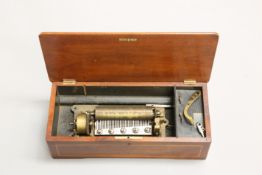 A SWISS CYLINDER MUSIC BOX, 19TH CENTURY,