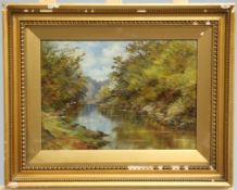 W*** WILKINSON, RIVER REFLECTIONS, signed and dated 1912 lower left, oil on board, framed under