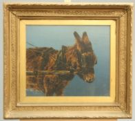 19TH CENTURY SCHOOL, "PATIENCE", STUDY OF A DONKEY, bears monogram lower right, inscribed and signed