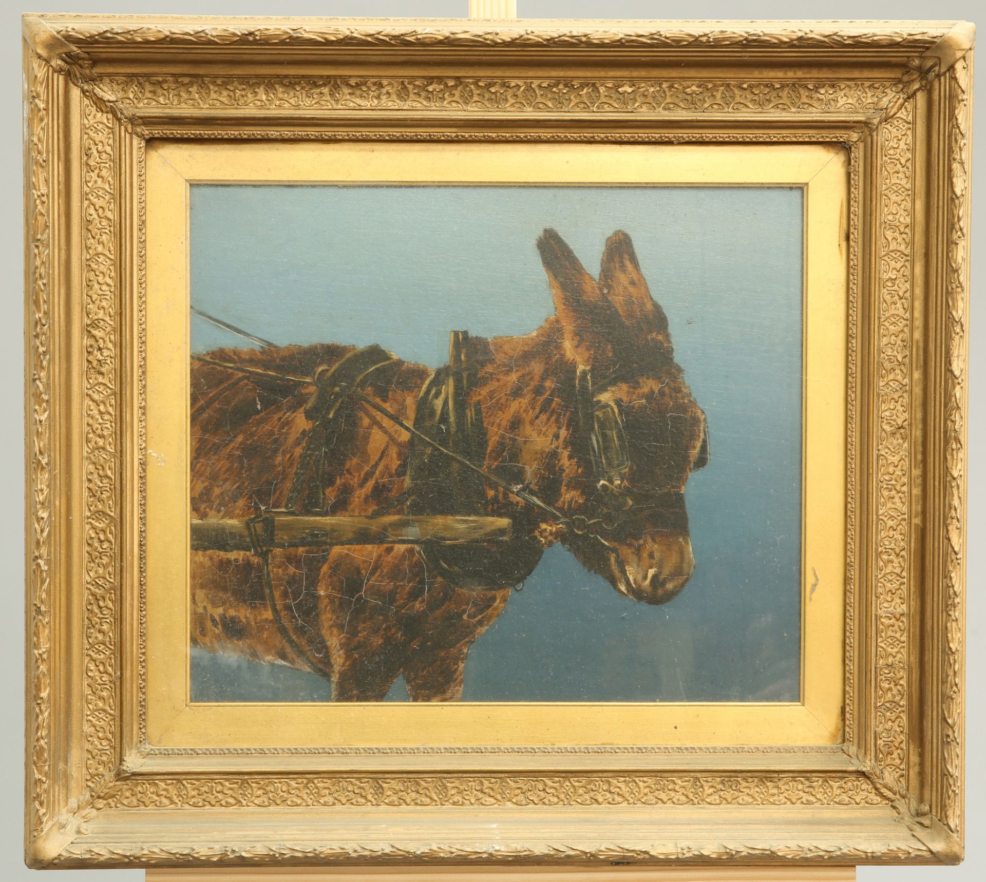 19TH CENTURY SCHOOL, "PATIENCE", STUDY OF A DONKEY, bears monogram lower right, inscribed and signed