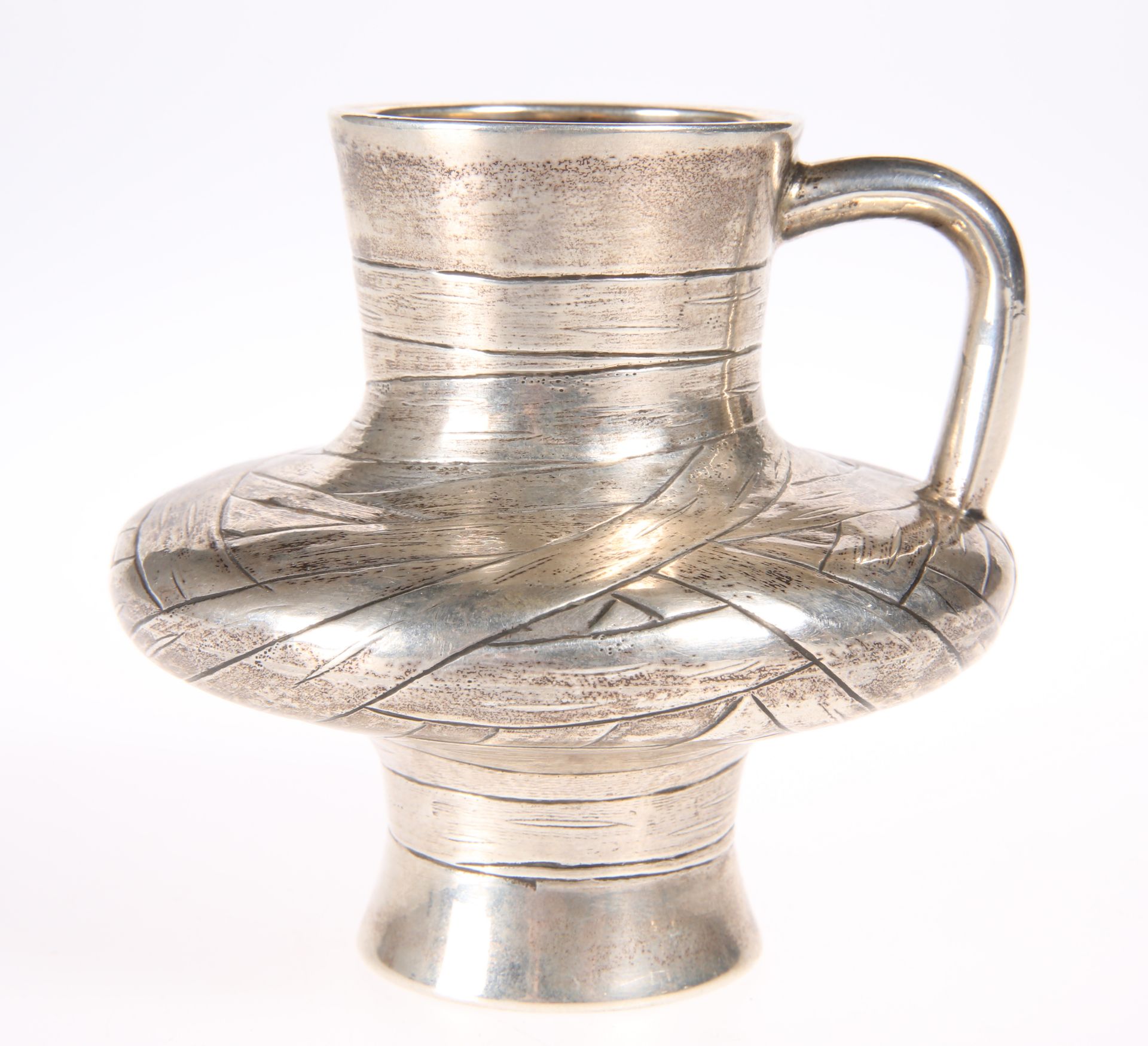 A RUSSIAN SILVER CUP, Moscow 1874, assayer Viktor Savinsky, squat body with simple lug handle, the