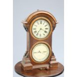 ~ A RARE 19TH CENTURY AMERICAN TWIN-DIAL WALNUT SHELF CLOCK, with painted dial and calendar dial