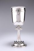 A GEORGE V SILVER ALWYN CARR CHALICE, London 1927, the flared chalice bowl embellished with inset