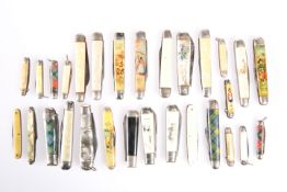 A QUANTITY OF PENKNIVES, mainly with celluloid face plates. (qty)