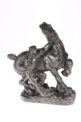 OPHELIA GORDON BELL (1915-1975), MAN AND HORSE, bronze resin, signed in the mould. 25.5cm highThe