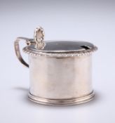 A WILLIAM IV SILVER MUSTARD, by Charles Fox II, London 1835, of cylindrical form with hinged lid