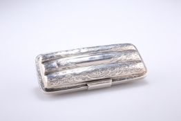 A VICTORIAN SILVER CIGAR CASE, by Frederick Marson, Birmingham 1860, the three section hinged