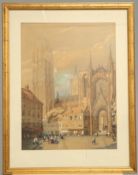 CONTINENTAL SCHOOL (19TH CENTURY), PRAGUE, bears initials lower left, watercolour, framed. 62cm by
