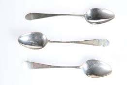 A SET OF THREE GEORGE III SCOTTISH SILVER DESSERT SPOONS, Edinburgh 1798, Celtic Point pattern, each