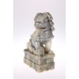 A CHINESE SOAPSTONE MODEL OF A DOG OF FO, LATE 19TH CENTURY. 17.5cm high
