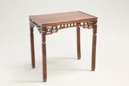 A 17TH CENTURY OAK SIDE TABLE, the moulded rectangular top over a frieze drawer with solid brass