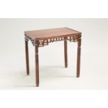 A 17TH CENTURY OAK SIDE TABLE, the moulded rectangular top over a frieze drawer with solid brass