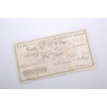 A 19TH CENTURY BANK NOTE, Ludlow & Bishops Castle Bank, One Pound, 6th June 1825, no. 7394 for
