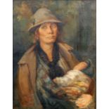 19TH CENTURY SCHOOL, MOTHER WITH BABY IN ARMS, oil on canvas, framed. 57.5cm by 45cm