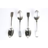 A SET OF FOUR VICTORIAN PROVINCIAL SILVER DESSERT SPOONS, by James Barber & William North, York